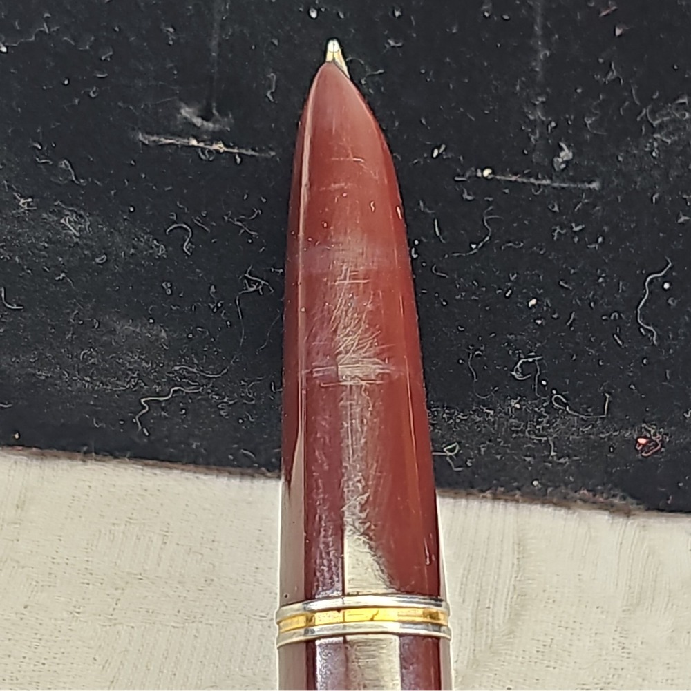 Rare Fountain Pen Parker 51 Vacumatic Blue Diamond in brown Resin & Gold Pl. - Picture 7 of 12
